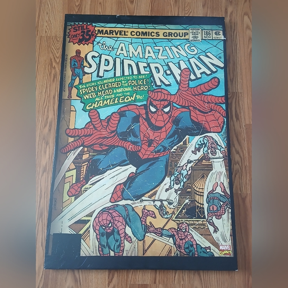 Marvel Spider-Man Comic Canvas Wall Art in Red and Blue 24x36‎
